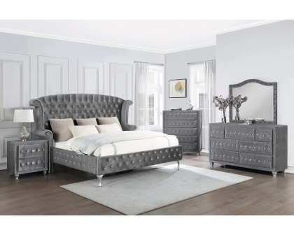 Coaster Deanna Eastern King Tufted Upholstered Bed - Gray