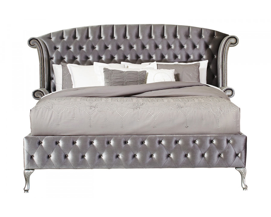 Coaster Deanna California King Tufted Upholstered Bed - Gray