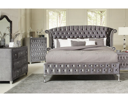 Coaster Deanna California King Tufted Upholstered Bed - Gray