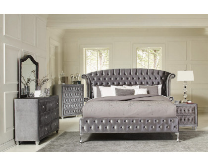 Coaster Deanna California King Tufted Upholstered Bed - Gray