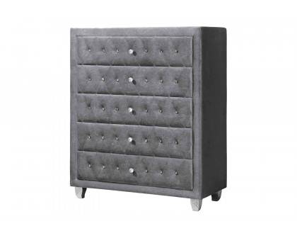 Coaster Deanna Queen Tufted Upholstered Bed - Gray