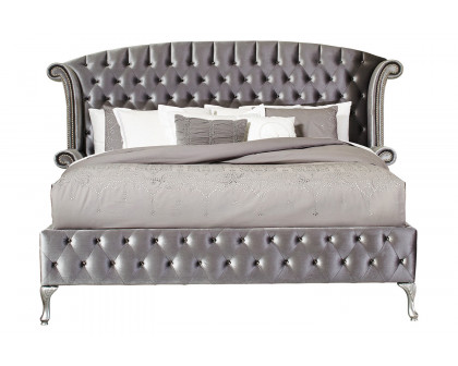 Coaster Deanna Queen Tufted Upholstered Bed - Gray