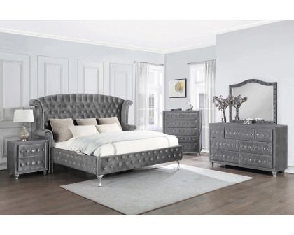 Coaster Deanna Queen Tufted Upholstered Bed - Gray