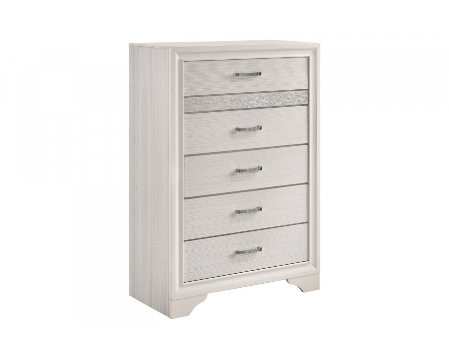 Coaster Miranda 5-Drawer Chest - White/Rhinestone