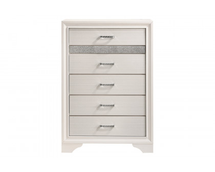 Coaster Miranda 5-Drawer Chest - White/Rhinestone