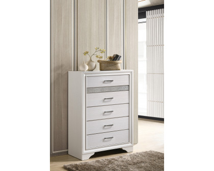 Coaster Miranda 5-Drawer Chest - White/Rhinestone