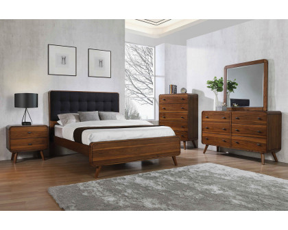 Coaster Robyn Eastern King Bed with Upholstered Headboard - Dark Walnut