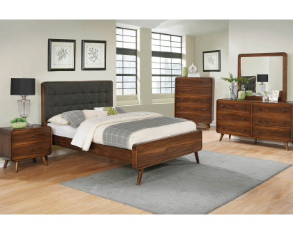 Coaster Robyn Eastern King Bed with Upholstered Headboard - Dark Walnut