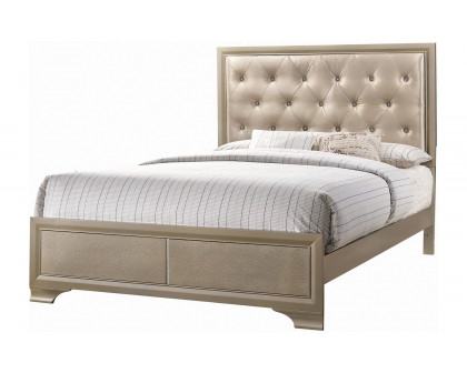 Coaster Beaumont Upholstered Queen Bed - Champagne