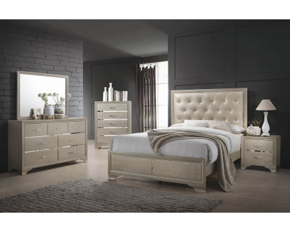 Coaster Beaumont Upholstered Queen Bed - Champagne