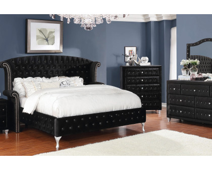 Coaster Deanna Eastern King Tufted Upholstered Bed - Black