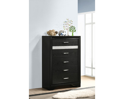 Coaster Miranda 5-Drawer Chest - Black/Rhinestone