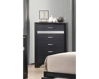 Coaster Miranda 5-Drawer Chest - Black/Rhinestone