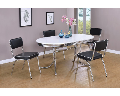 Coaster - Retro Oval Dining Table Glossy in White/Chrome