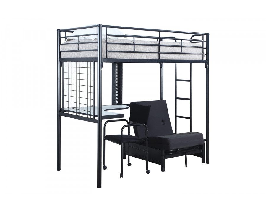 Coaster - Jenner Twin Futon Workstation Loft Bed in Black