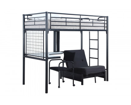 Coaster - Jenner Twin Futon Workstation Loft Bed in Black