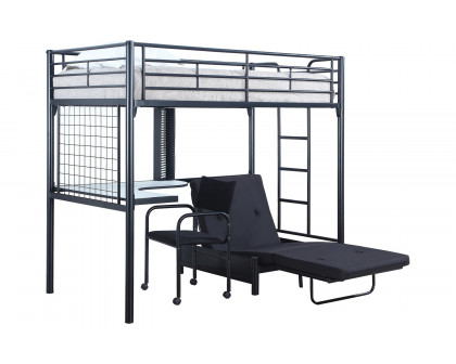 Coaster - Jenner Twin Futon Workstation Loft Bed in Black