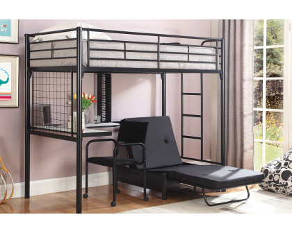 Coaster - Jenner Twin Futon Workstation Loft Bed in Black