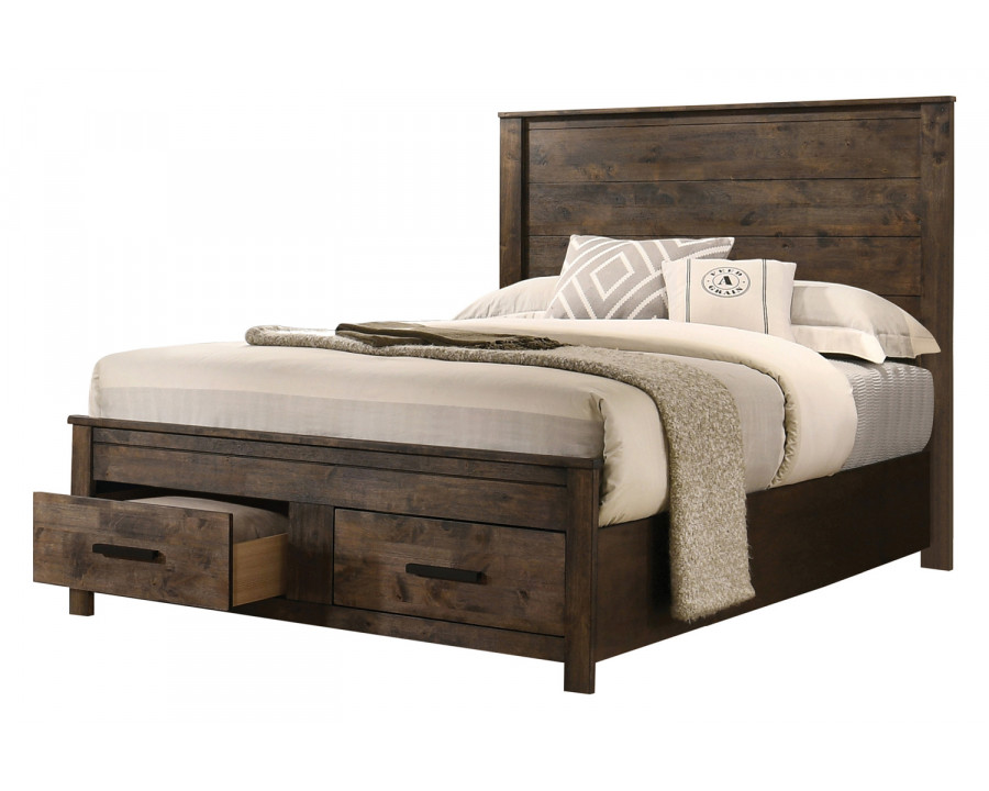 Coaster Woodmont Queen Storage Bed - Rustic Golden Brown