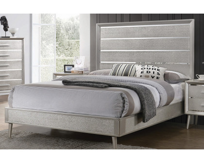 Coaster Ramon Eastern King Panel Bed - Metallic Sterling