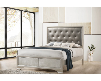 Coaster Salford Eastern King Panel Bed - Metallic Sterling/Charcoal Gray