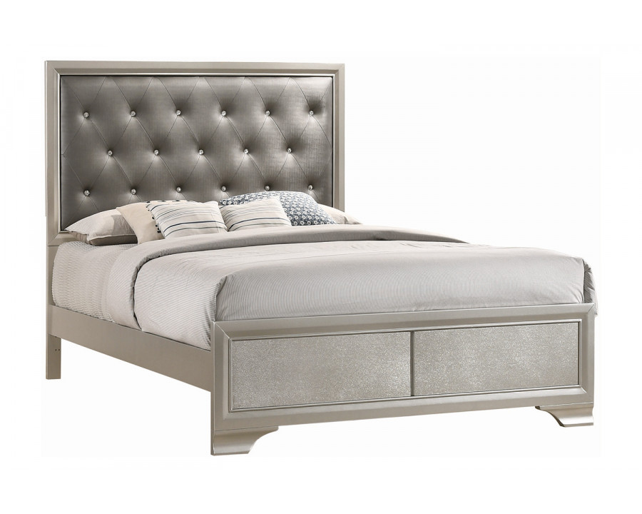 Coaster Salford Queen Panel Bed - Metallic Sterling/Charcoal Gray