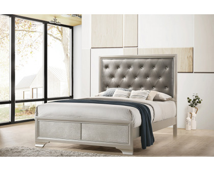 Coaster Salford Queen Panel Bed - Metallic Sterling/Charcoal Gray