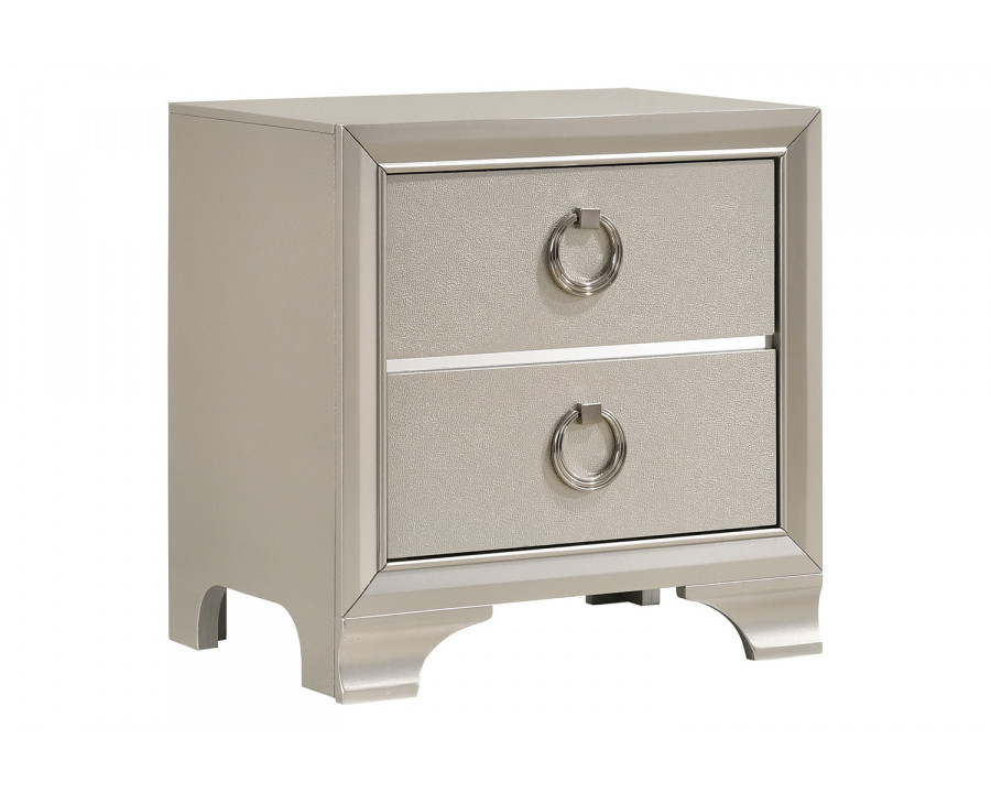 Coaster - Salford 2-Drawer Nightstand in Metallic Sterling