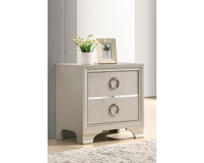 Coaster - Salford 2-Drawer Nightstand in Metallic Sterling