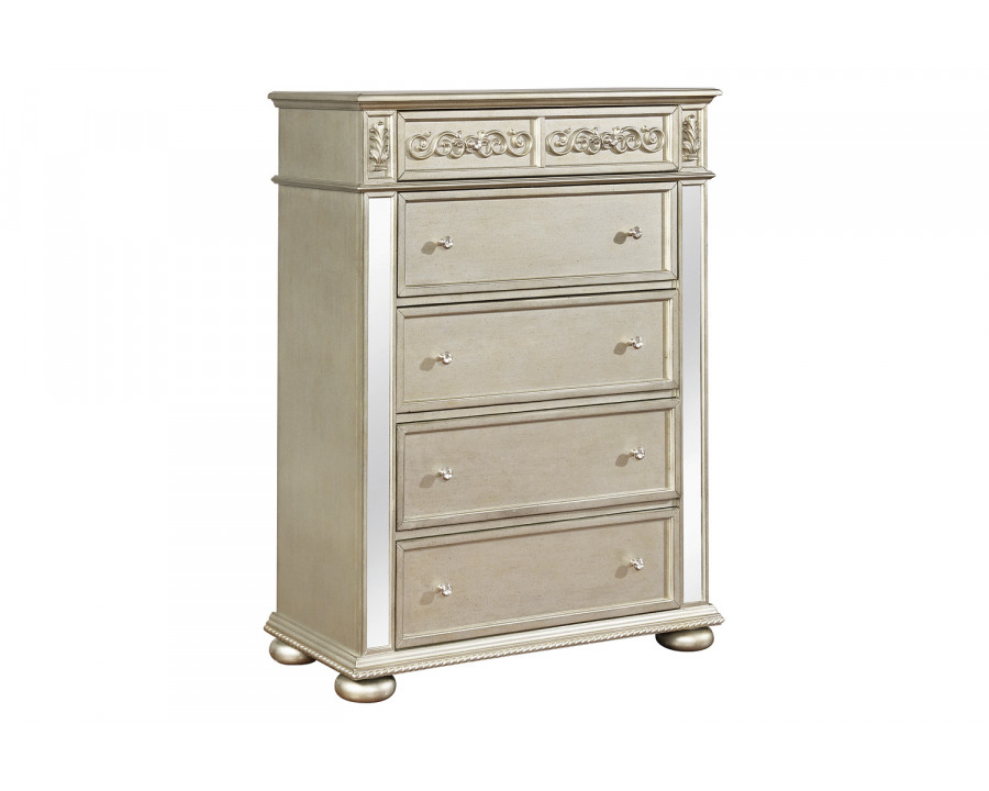 Coaster - Heidi 5-Drawer Chest in Metallic Platinum