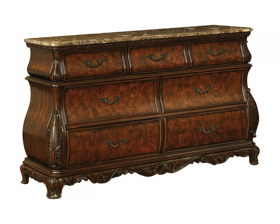 Coaster - Exeter 7-Drawer Dresser With Marble Top in Dark Burl