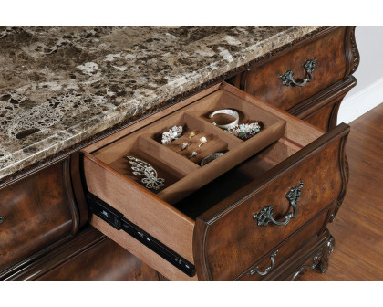 Coaster - Exeter 7-Drawer Dresser With Marble Top in Dark Burl