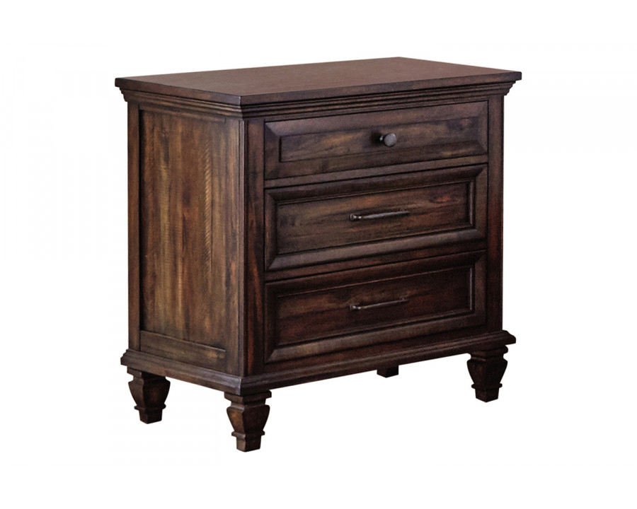 Coaster - Avenue 3-Drawer Nightstand in Weathered Burnished Brown