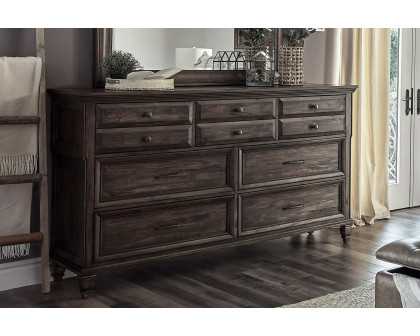 Coaster - Avenue 10-Drawer Dresser in Weathered Burnished Brown