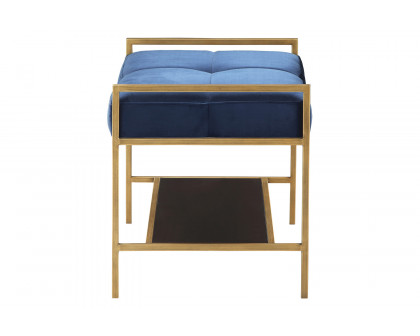 Coaster Upholstered Stool - Navy Blue/Gold