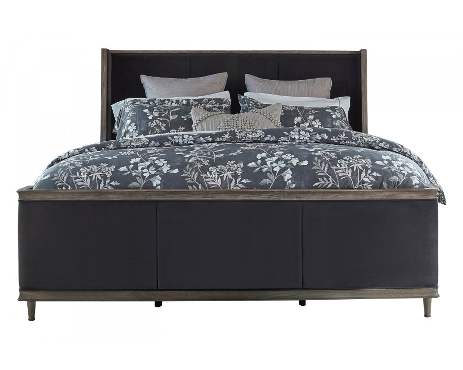 Coaster Alderwood California King Upholstered Panel Bed - Charcoal Gray