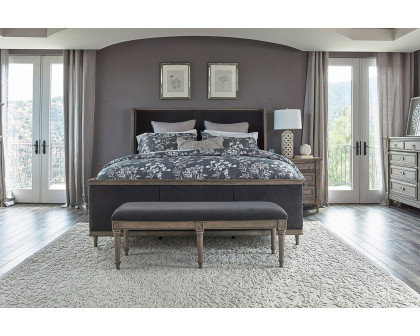 Coaster Alderwood California King Upholstered Panel Bed - Charcoal Gray