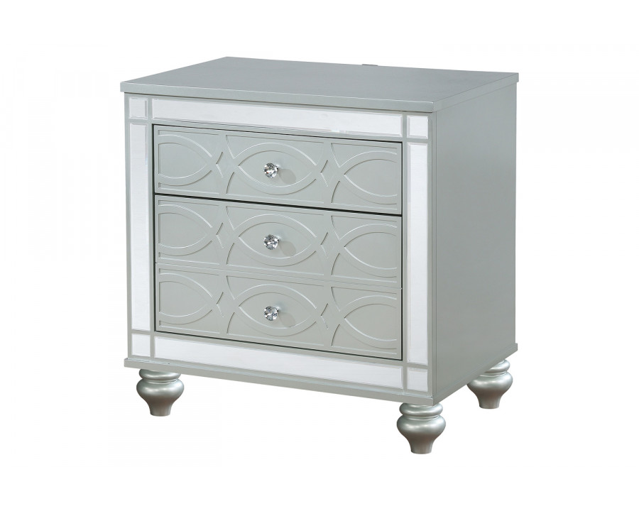 Coaster - Gunnison 2-Drawer Nightstand in Silver Metallic