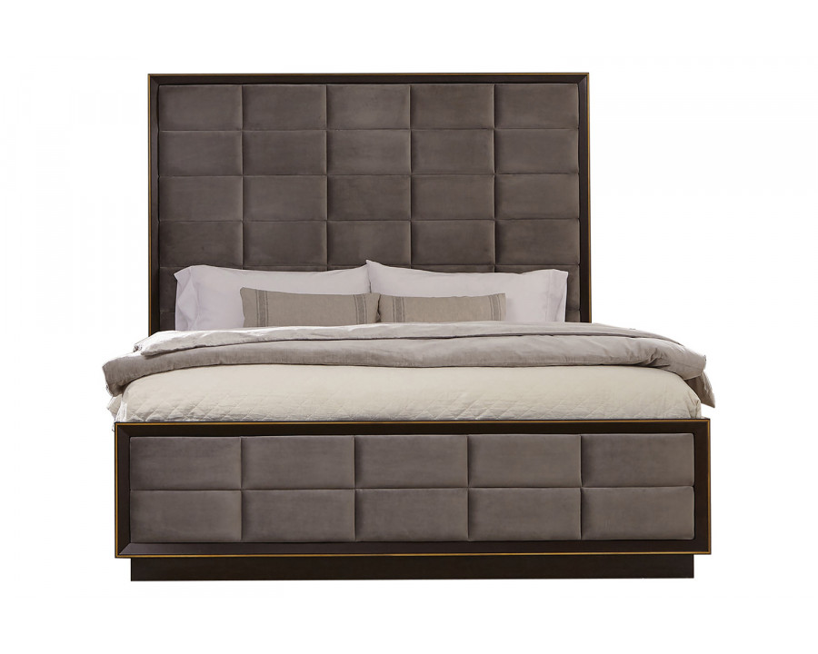 Coaster Durango California King Upholstered Bed - Smoked Peppercorn/Gray