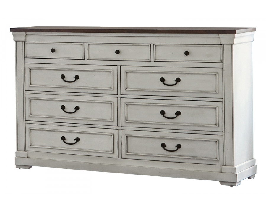 Coaster - Hillcrest 9-Drawer Dresser in Dark Rum/White