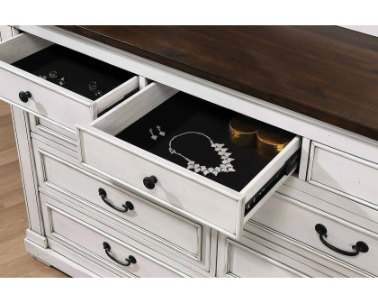 Coaster - Hillcrest 9-Drawer Dresser in Dark Rum/White