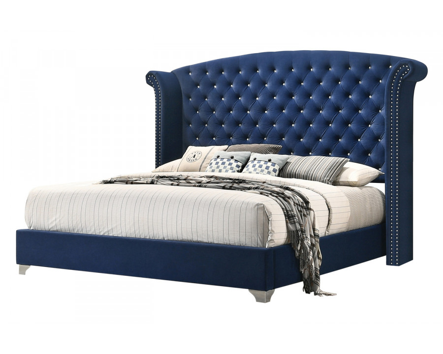 Coaster Melody California King Wingback Upholstered Bed - Pacific Blue