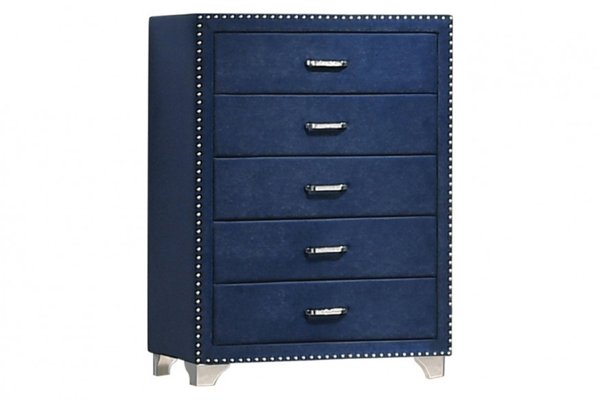 Coaster™ Melody 5-Drawer Upholstered Chest - Pacific Blue