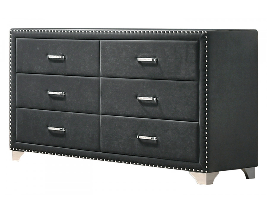 Coaster Melody 6-Drawer Upholstered Dresser - Gray