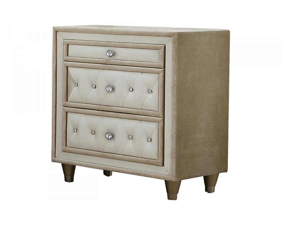 Coaster - Antonella 3-Drawer Upholstered Nightstand in Ivory/Camel