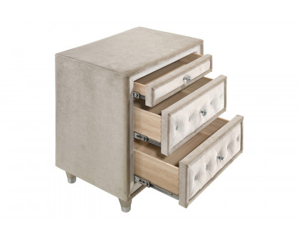 Coaster - Antonella 3-Drawer Upholstered Nightstand in Ivory/Camel