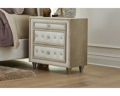 Coaster - Antonella 3-Drawer Upholstered Nightstand in Ivory/Camel