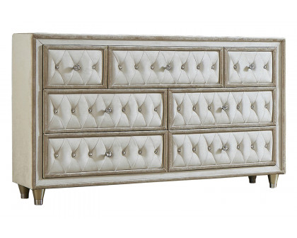 Coaster - Antonella 7-Drawer Upholstered Dresser in Ivory/Camel