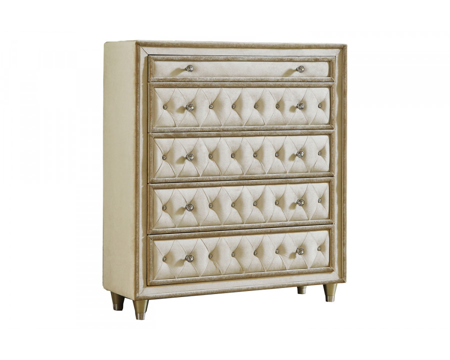 Coaster - Antonella 5-Drawer Upholstered Chest in Ivory/Camel