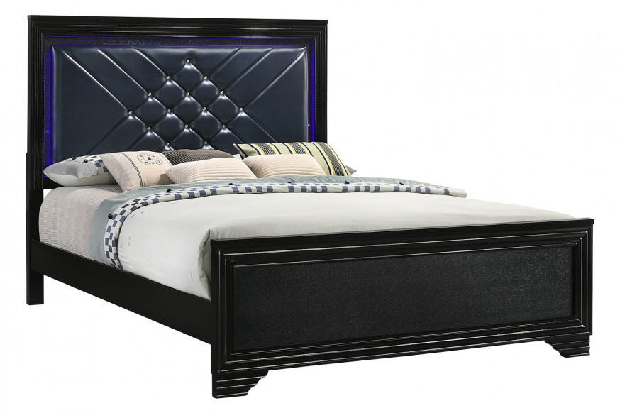 Coaster™ Penelope Eastern King Bed with Led Lighting - Black/Midnight Star